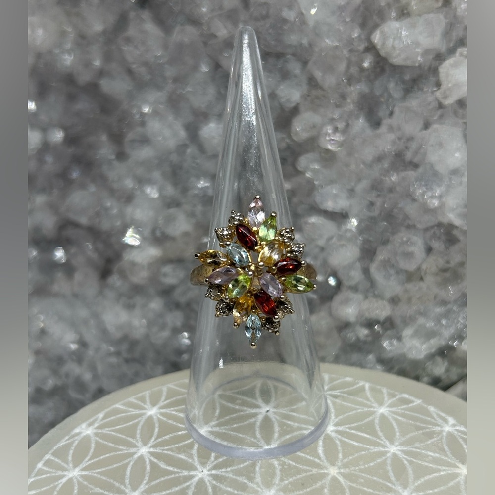 Vintage Multi Gemstone Ring 925